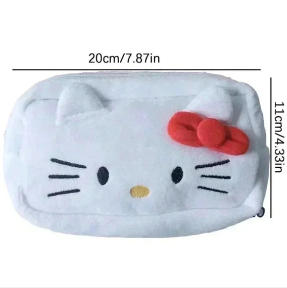 Cute black pink hello kitty oversized purse zipper pouch bag makeup pencil case - Picture 3 of 3